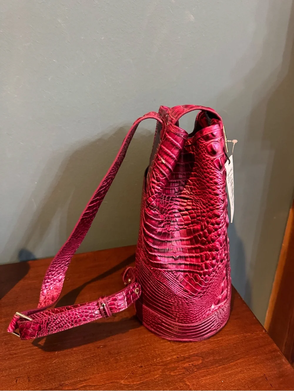 Brahmin Maddie Hot Pink Pomegranate Melbourne Sling Bag backpack *READ*